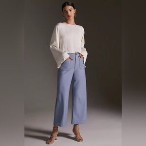 Anthropologie The Colette Faux Leather Crop Wide-Leg Pants by Maeve
